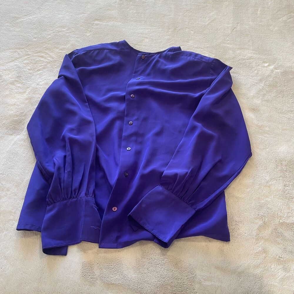 Vintage 80s Miss Sophisticates Pendleton Blouse Purple Back Button Womens 14